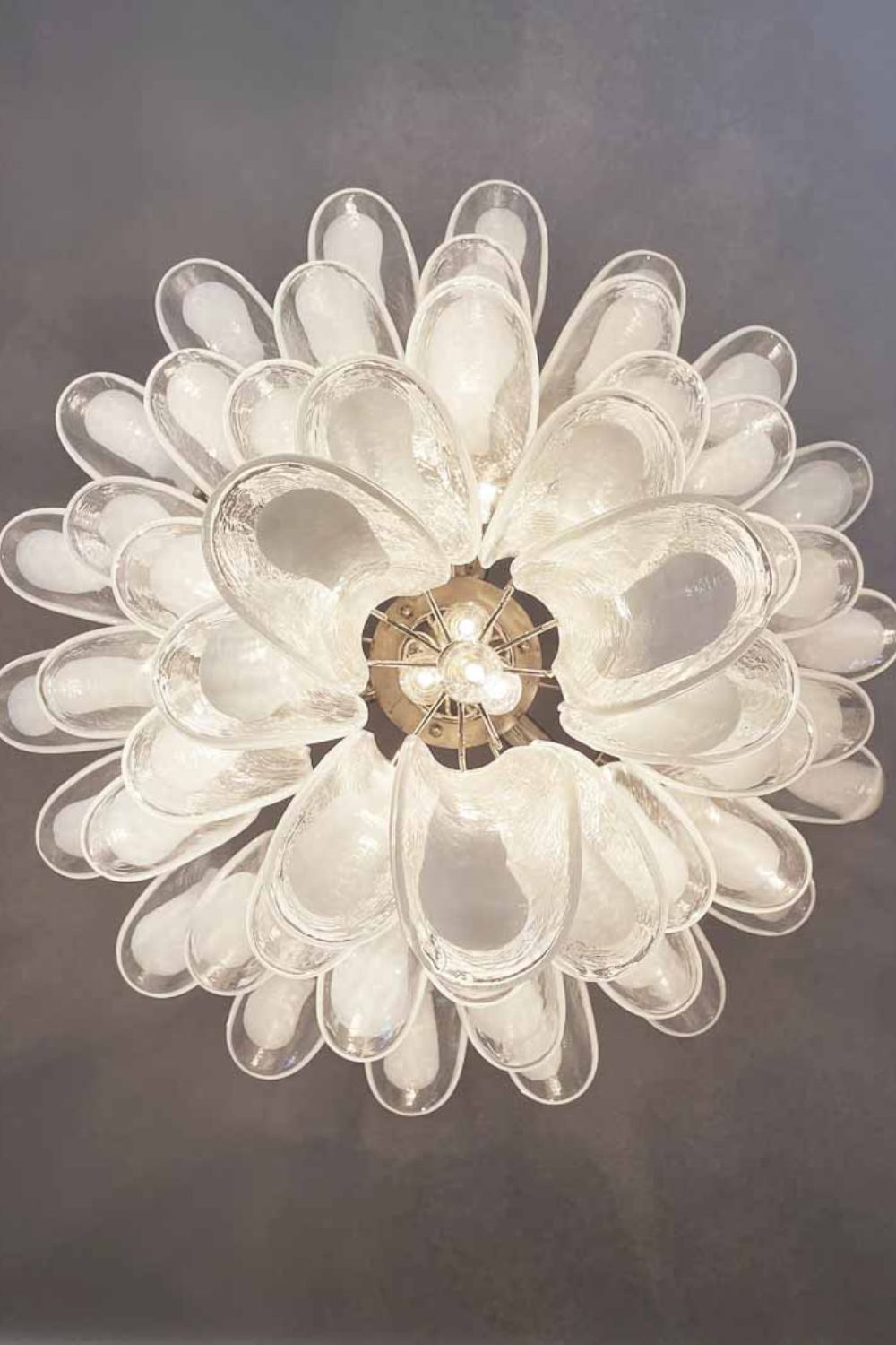 Clear Art Glass Petal Chandelier - view 4 | morylighting