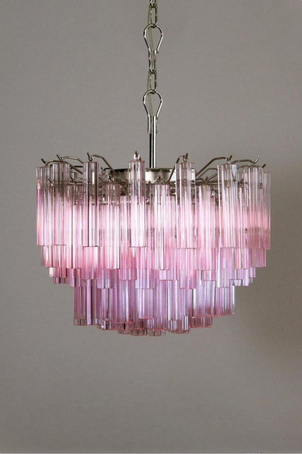 Venetian Pink Crystal Tube Art Chandelier - view 8 | morylighting