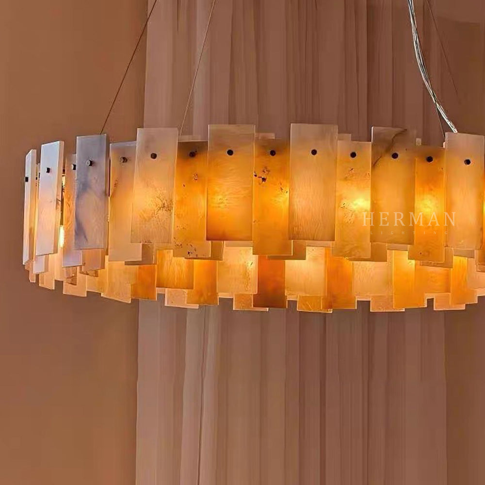 Halo Round Alabaster Chandelier