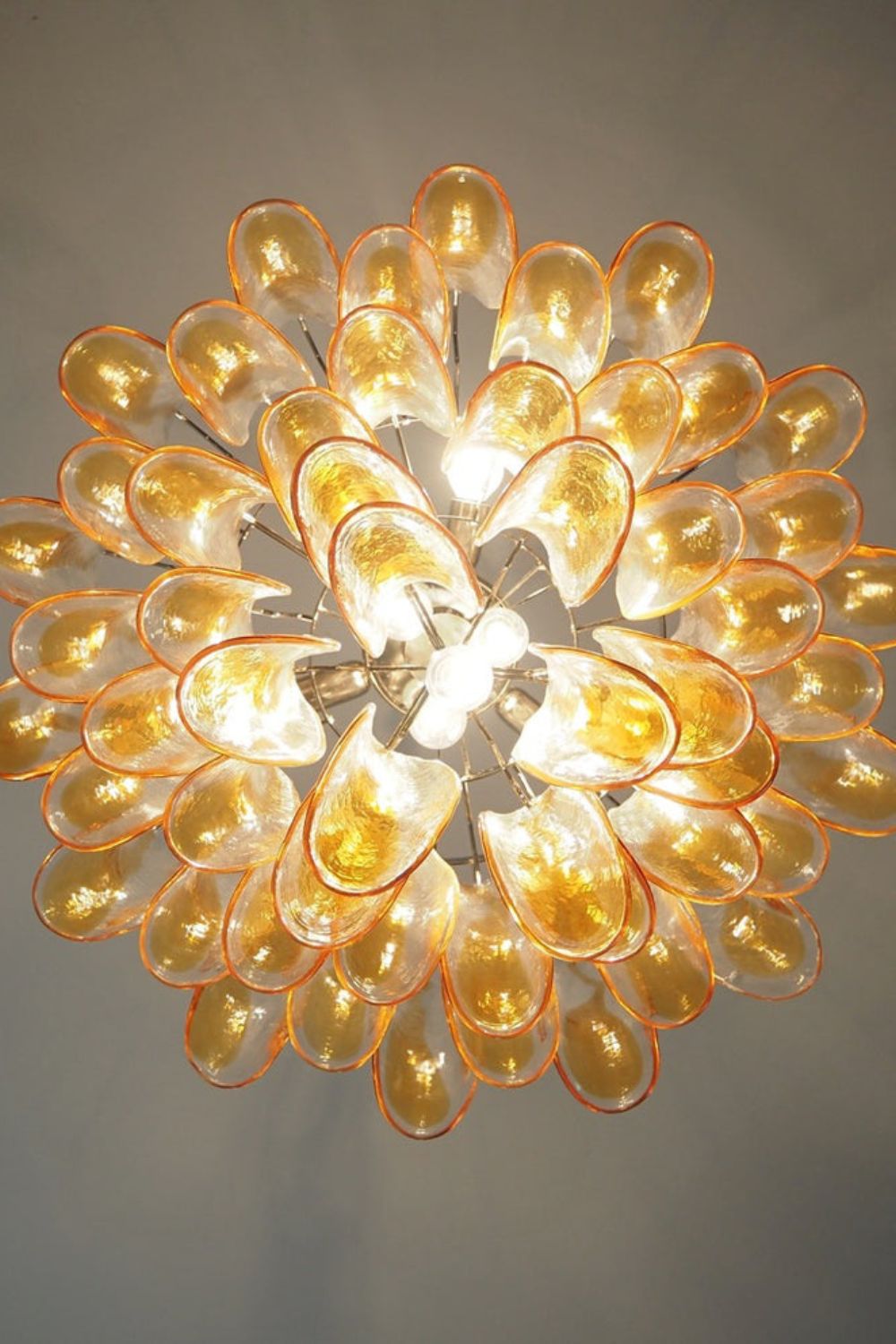 Mazzega Amber Glass Petal Chandelier - view 6 | morylighting