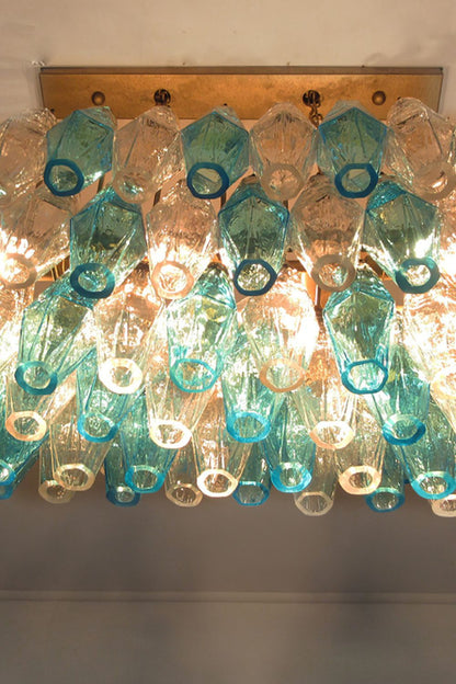 Vintage blue and clear glass Art Poliedri chandelier - view 9 | morylighting