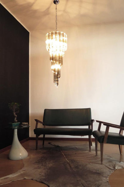 1983 Smoked Glass Prism Chandelier - view 2 | morylighting