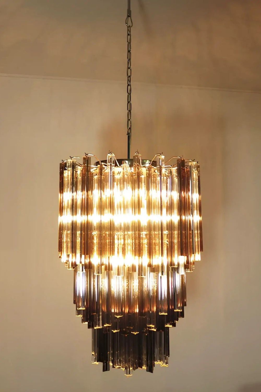 Smoked and Clear Art Glass Prism Chandelier - view 5 | morylighting