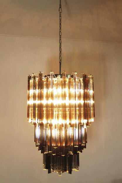 Smoked and Clear Art Glass Prism Chandelier - view 5 | morylighting
