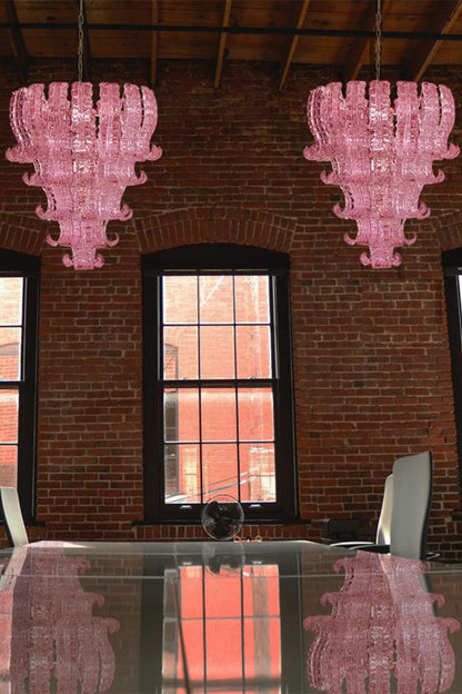 Art pink glass Felci chandelier - view 6 | morylighting