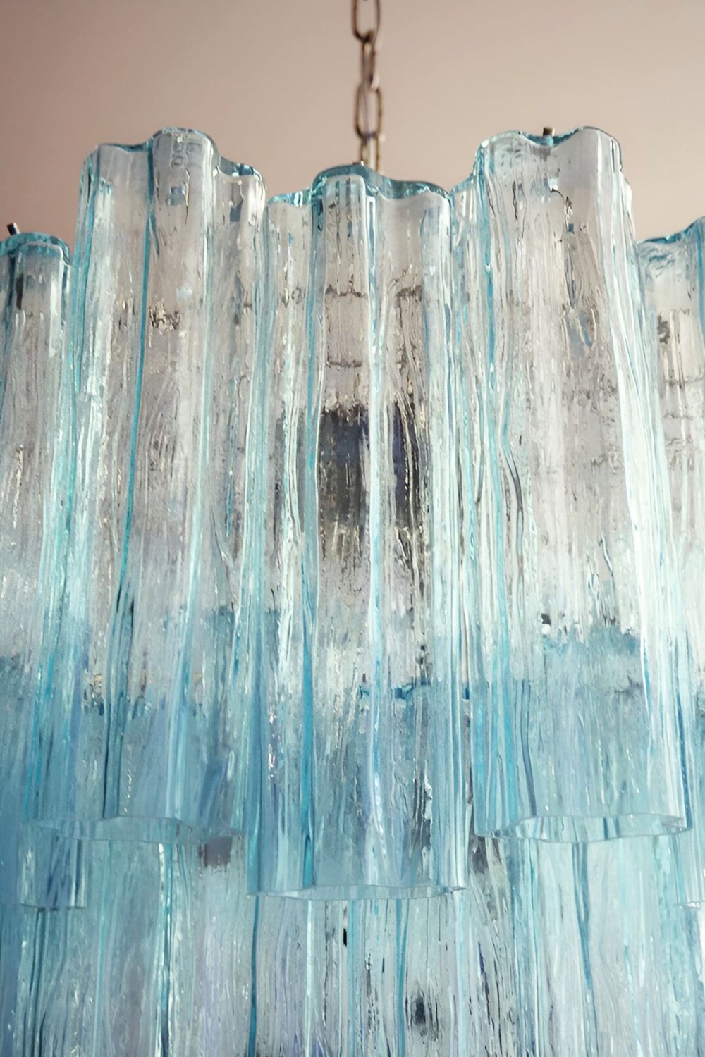 Three-tier Art Venetian blue glass chandelier - view 12 | morylighting