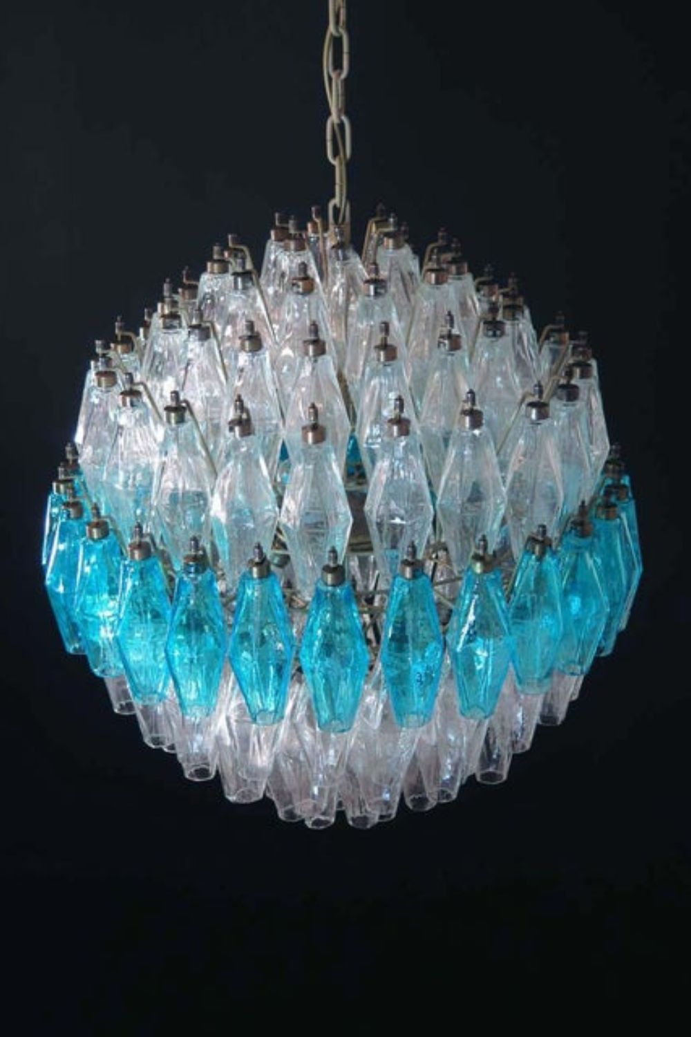 Blue and clear Art glass spherical chandelier - view 6 | morylighting