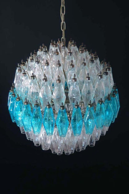 Blue and clear Art glass spherical chandelier - view 6 | morylighting