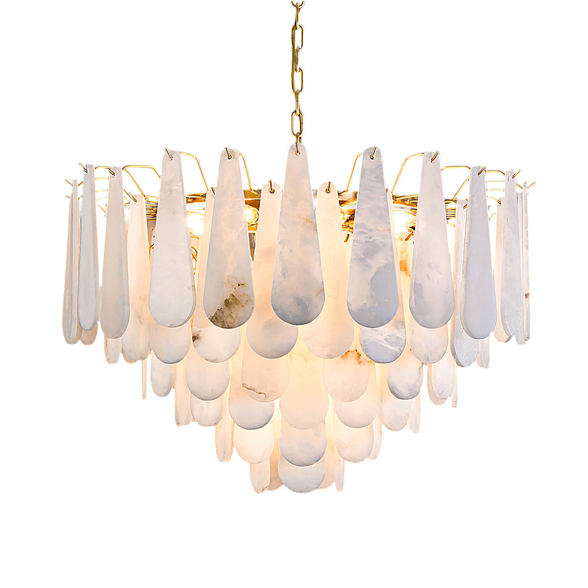 Alabaster Feathery Chandelier 21.7"D 31.5"D