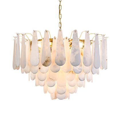 Alabaster Feathery Chandelier 21.7"D 31.5"D