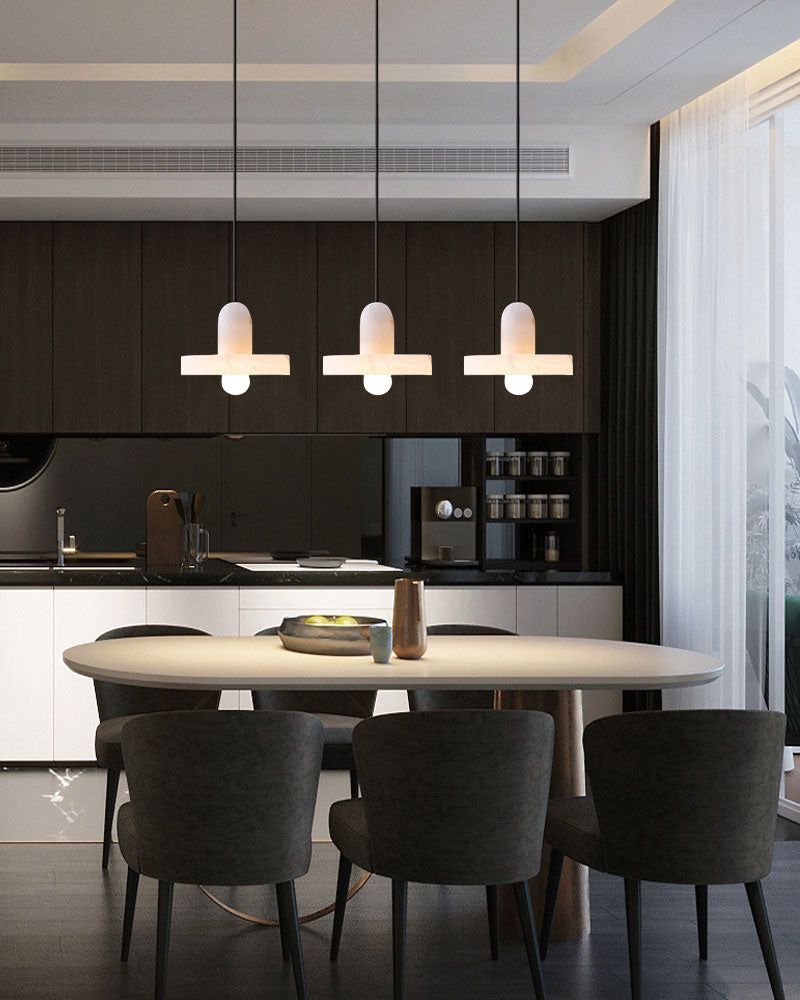 White Alabaster Kitchen Island Pendant Lamp