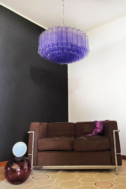 Italian Modernist Purple Art Glass Tube Chandelier - view 6 | morylighting