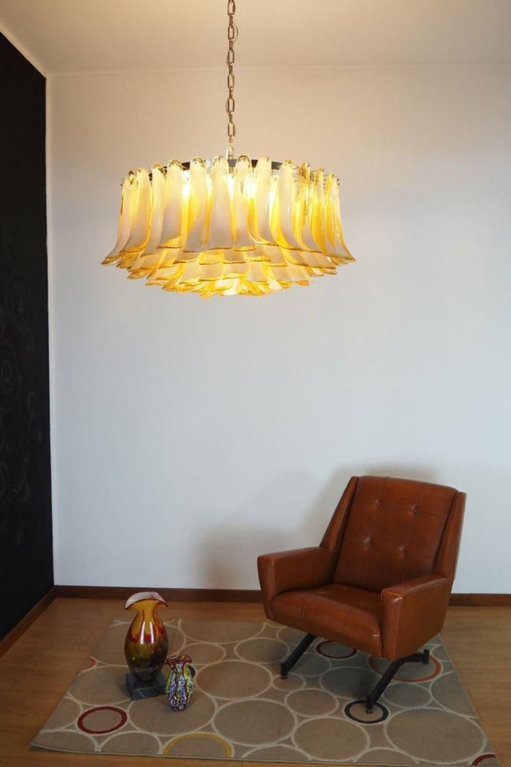 Amber Art Glass Petal Chandelier - view 2 | morylighting