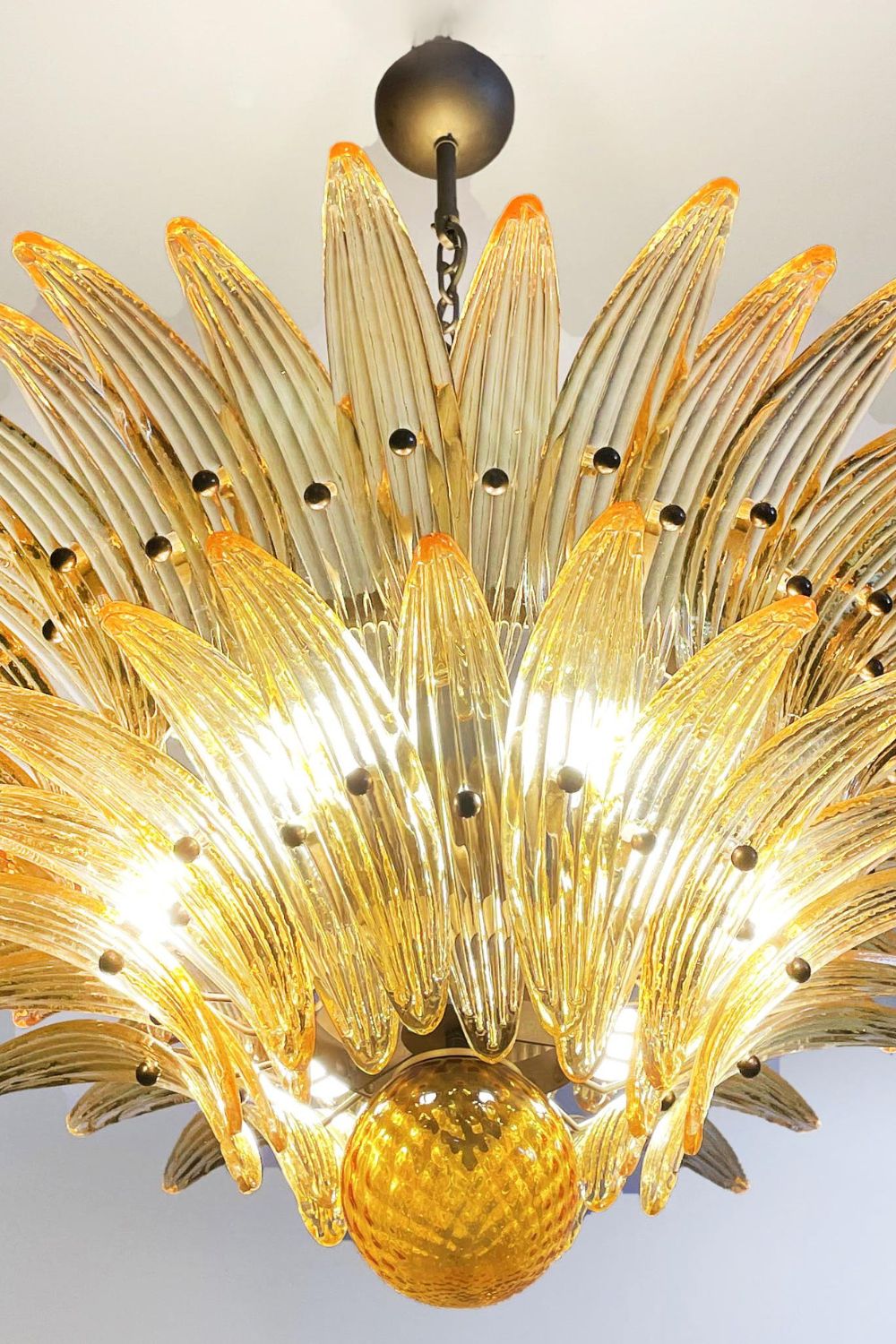 Amber Art Glass Palmette  Chandelier - view 14 | morylighting