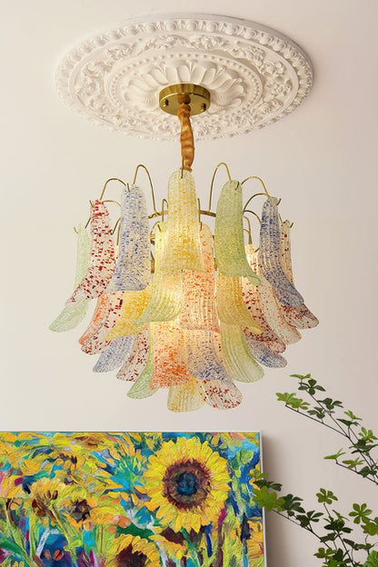 Mazzega Art Petal Stained Glass Chandelier - view 7 | morylighting
