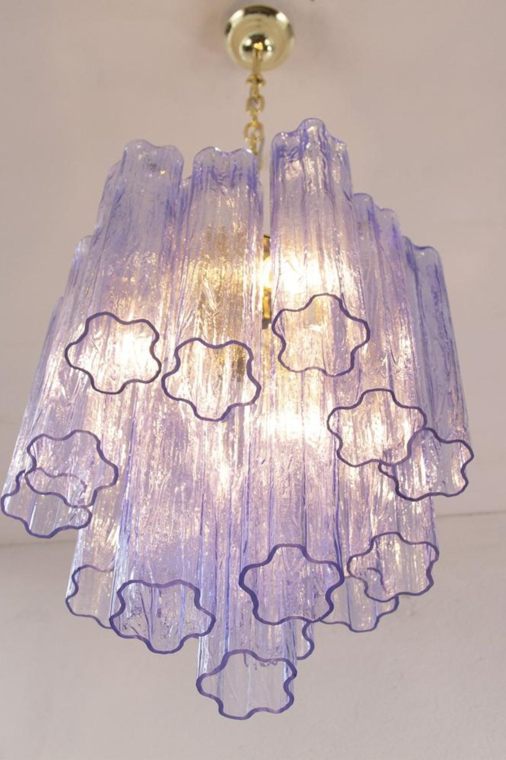 Vintage Art Blue-Purple Glass Tube Chandelier - view 5 | morylighting