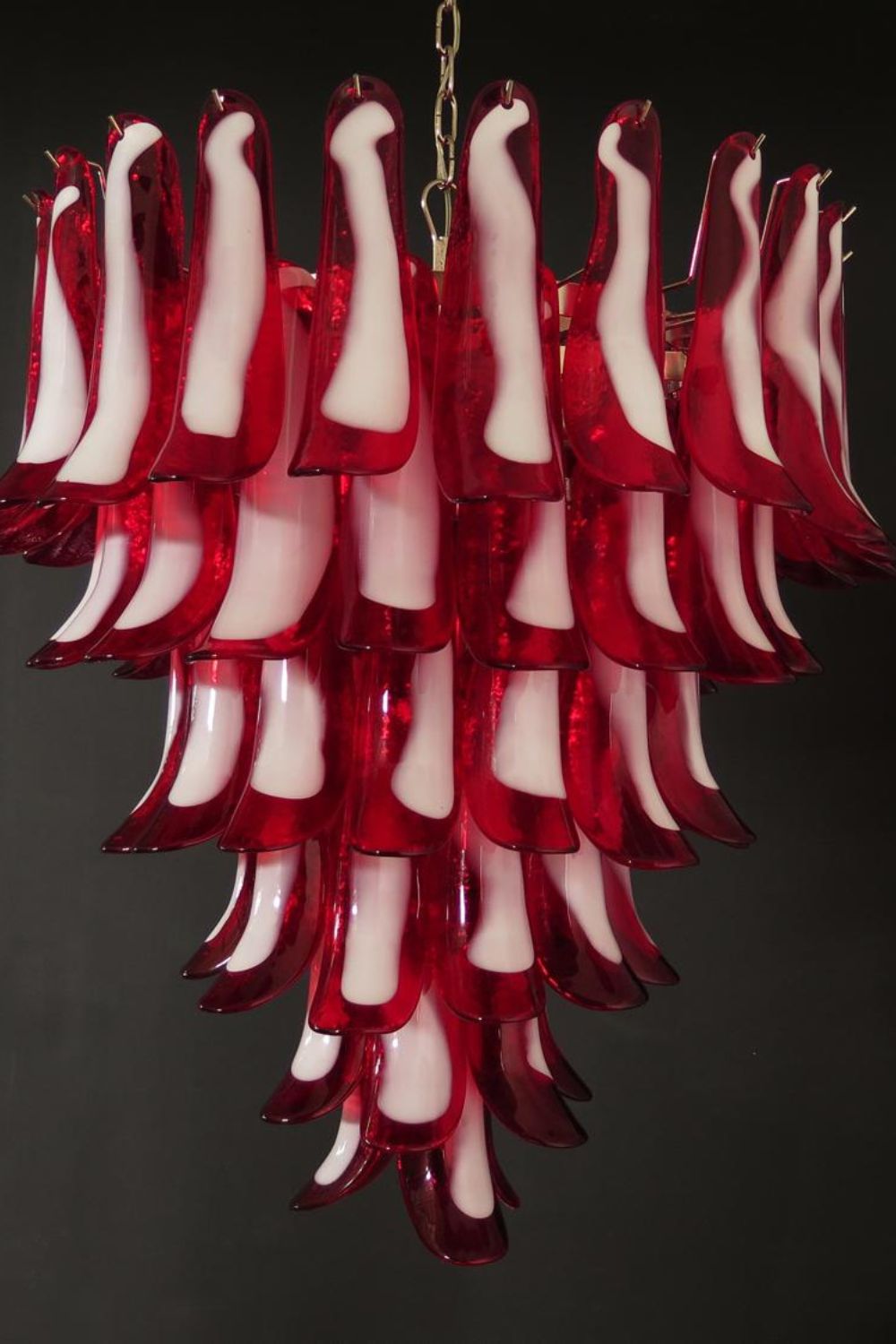Mid-Century Red Art Glass Petal Chandelier - view 5 | morylighting