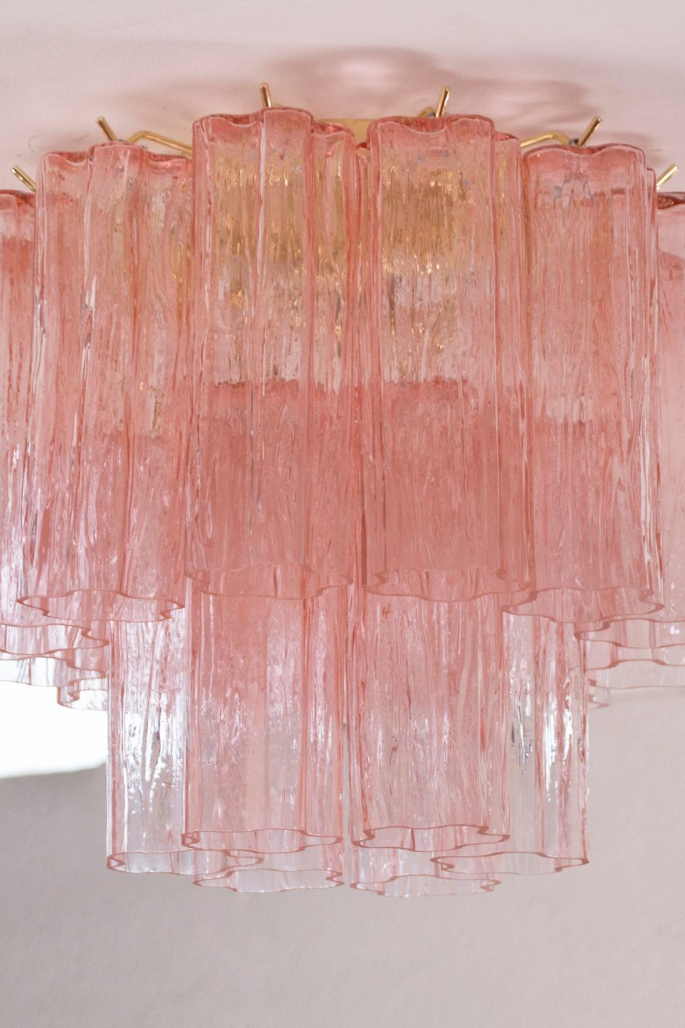Vintage Pink Murano Tronchi Glass Ceiling Light - view 2 | morylighting