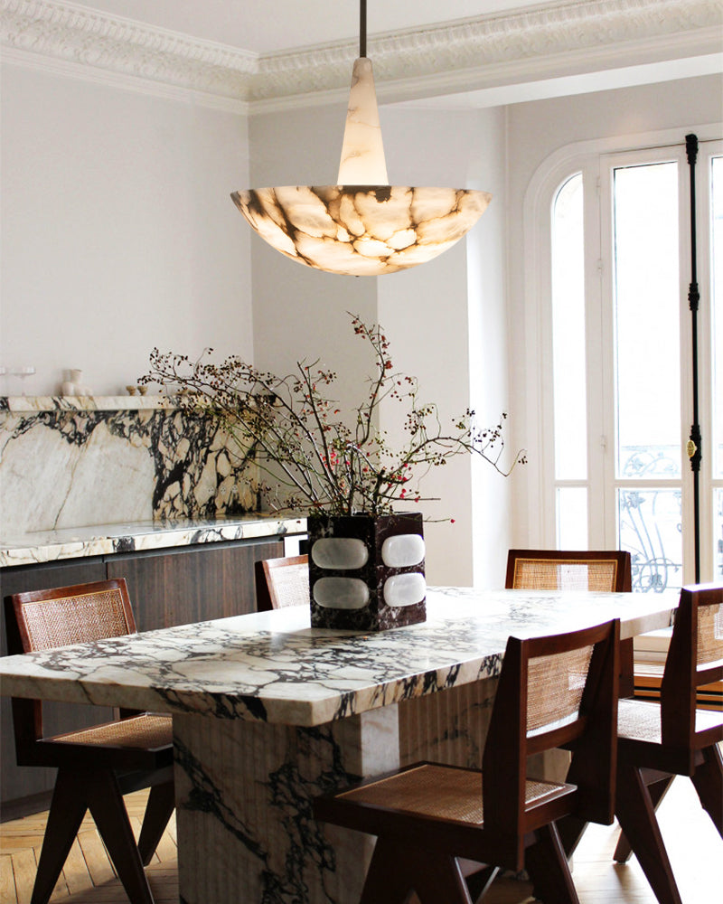 Domus Alabaster Round Bowl Ceiling Pendant Light 20in 28in