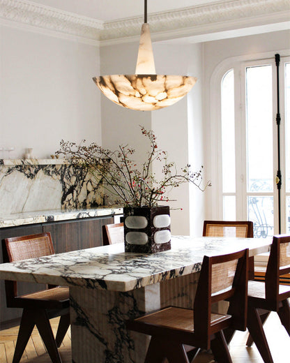 Domus Alabaster Round Bowl Ceiling Pendant Light 20in 28in