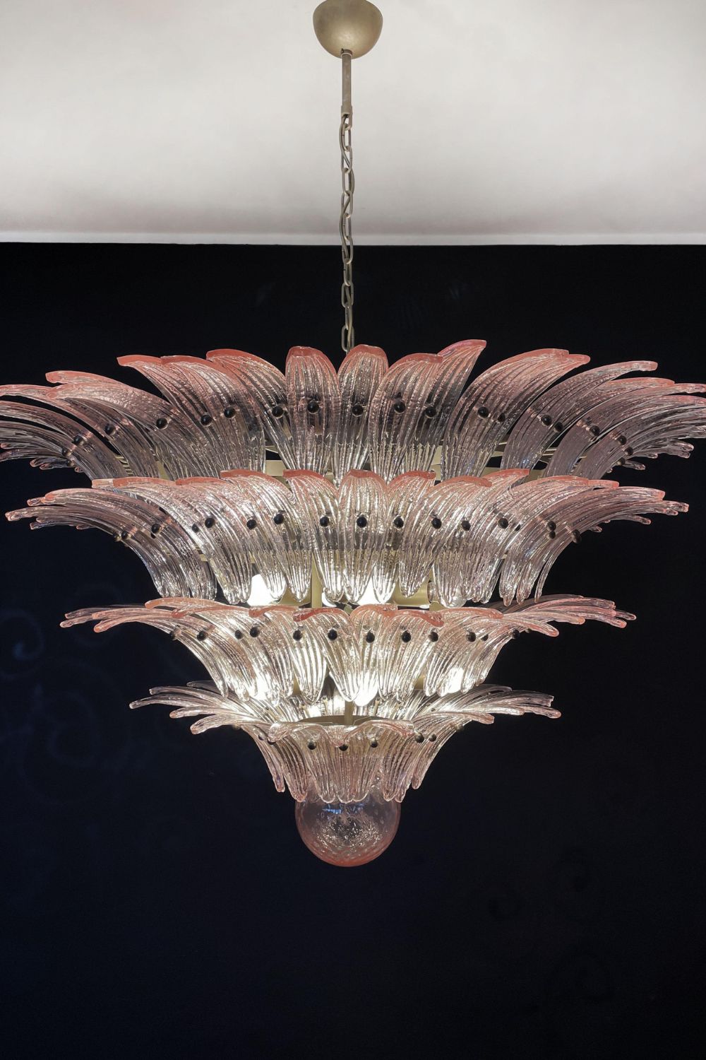 Art Four-tier pink glass palm leaf chandelier - view 8 | morylighting