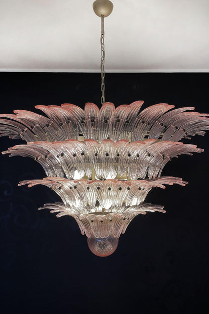 Art Four-tier pink glass palm leaf chandelier - view 8 | morylighting