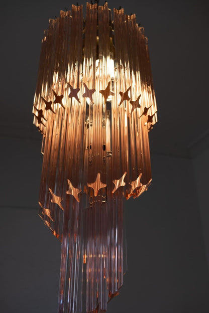 Pink Art Glass Prism Spiral Chandelier - view 11 | morylighting