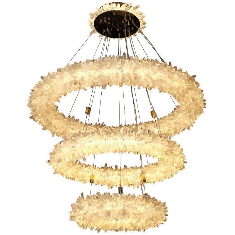 Derek Modern Rock Quartz Crystal Cluster Halo Chandelier - morylighting
