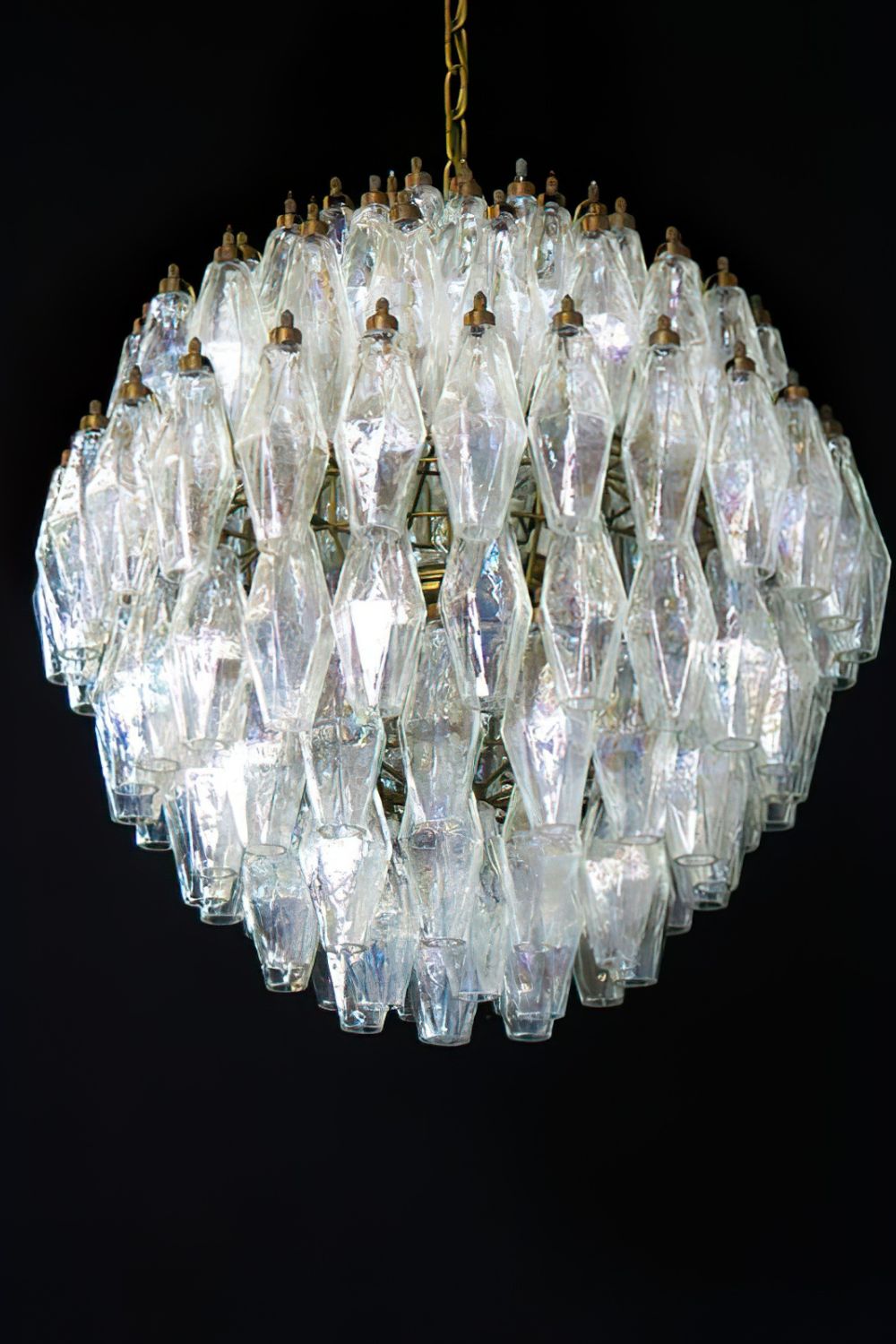 spherical Clear Art Polyhedron Glass Chandelier - view 6 | morylighting