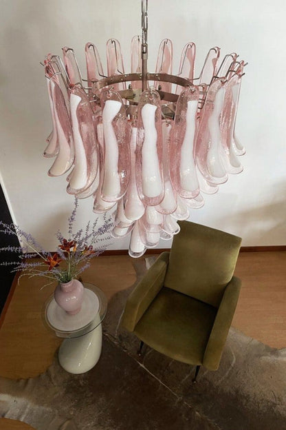 Art Blush Pink Glass Petal Chandelier - view 6 | morylighting