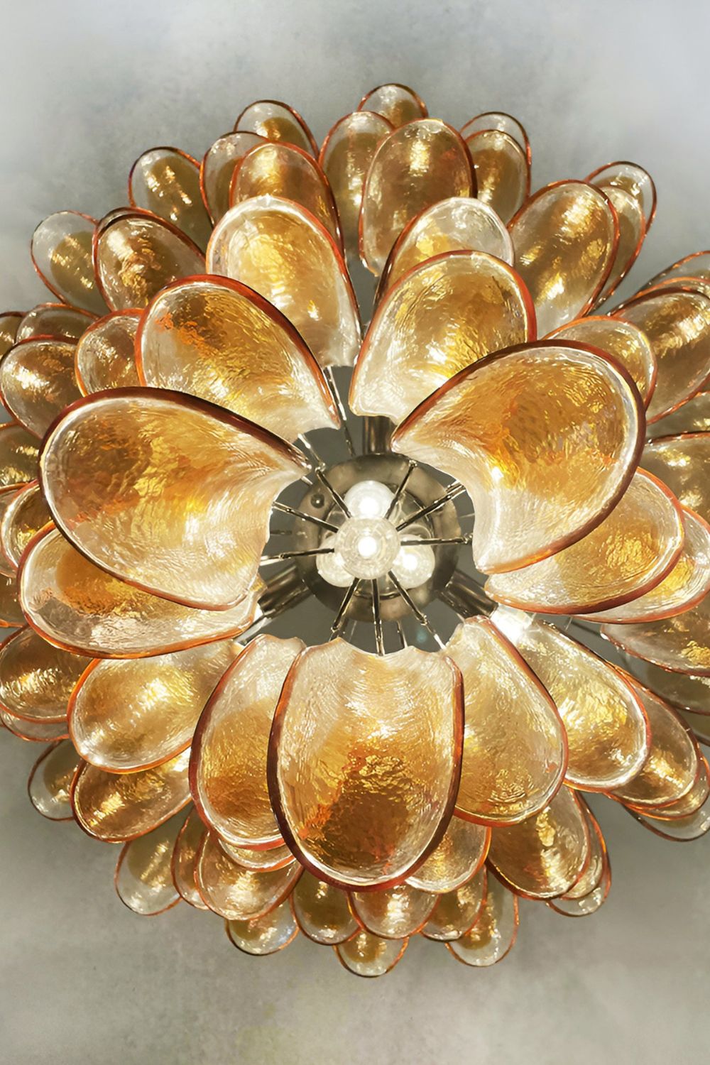 Amber Art Glass Petal Cascade Chandelier - view 13 | morylighting