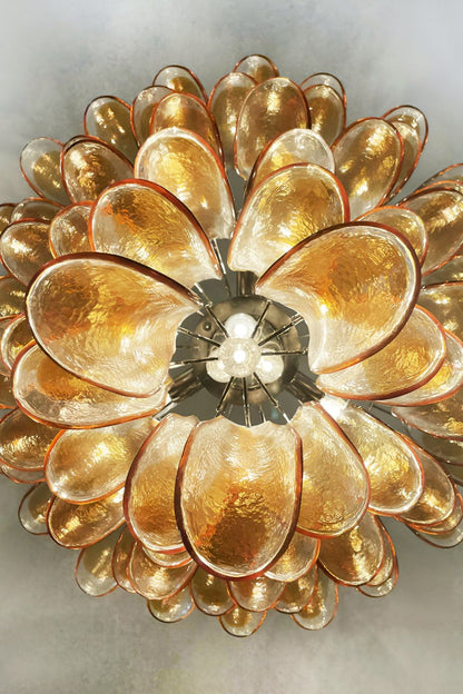 Amber Art Glass Petal Cascade Chandelier - view 13 | morylighting