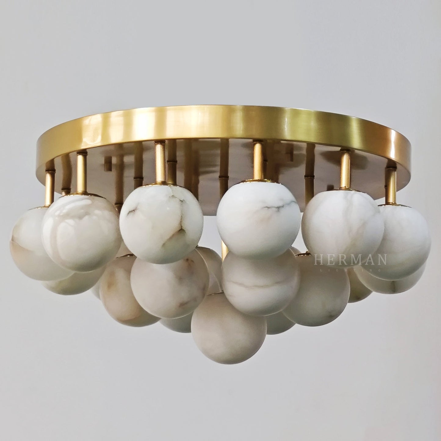 Alabaster Semi Flush Mount with Etched Opal Marble Shades