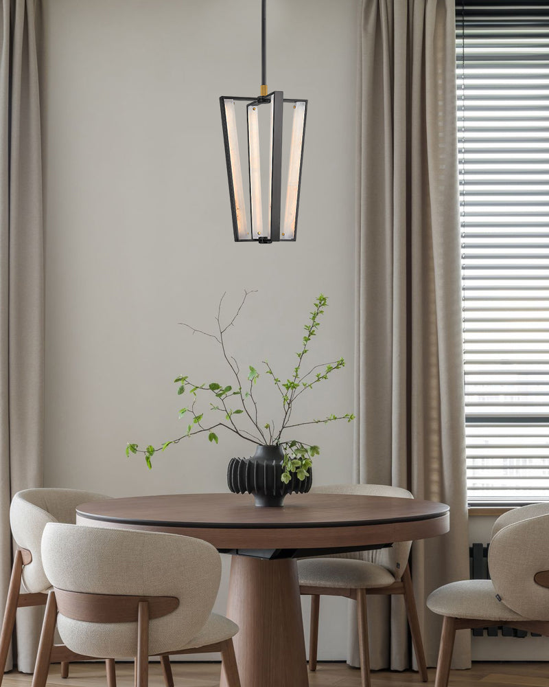 Aged Brass/Black LED Arm Edgemere Cage Collection Linear Pendants Light 16"