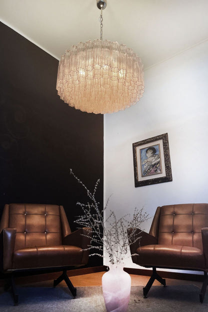 Pink Art Glass Tube Chandelier - view 4 | morylighting