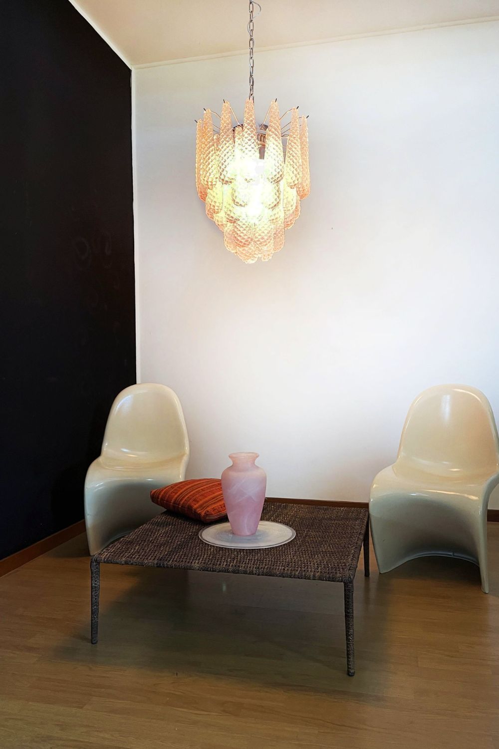 Pink Art Glass Teardrop Chandelier - view 2 | morylighting
