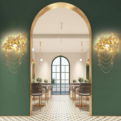 Della Modern Gold Leaf Bedroom Sconce - Ineffable Lighting