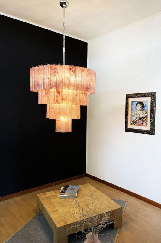 Art red cloud glass multi-layer chandelier - view 2 | morylighting