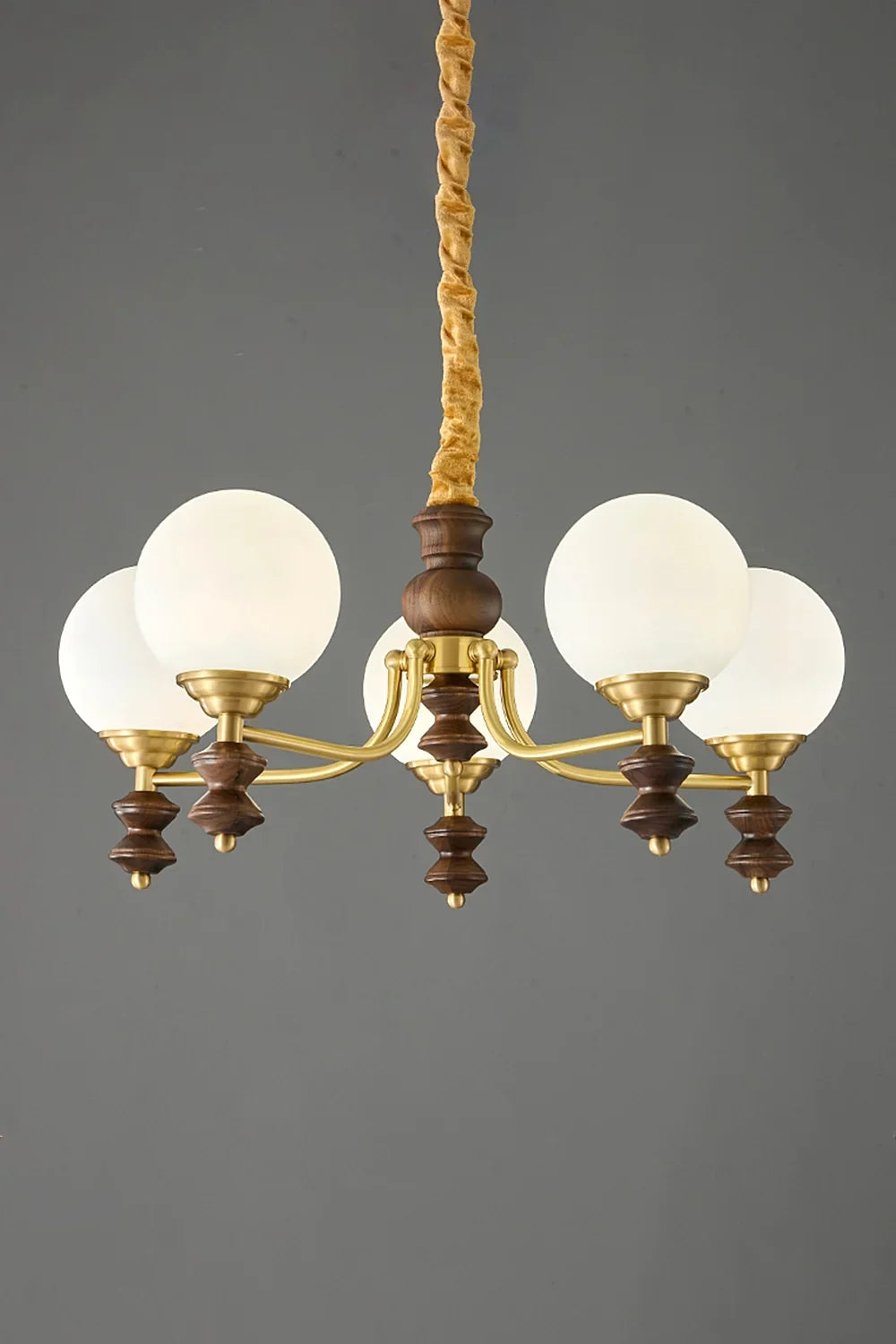 Vintage Globe Walnut Wood Chandelier - view 7 | morylighting