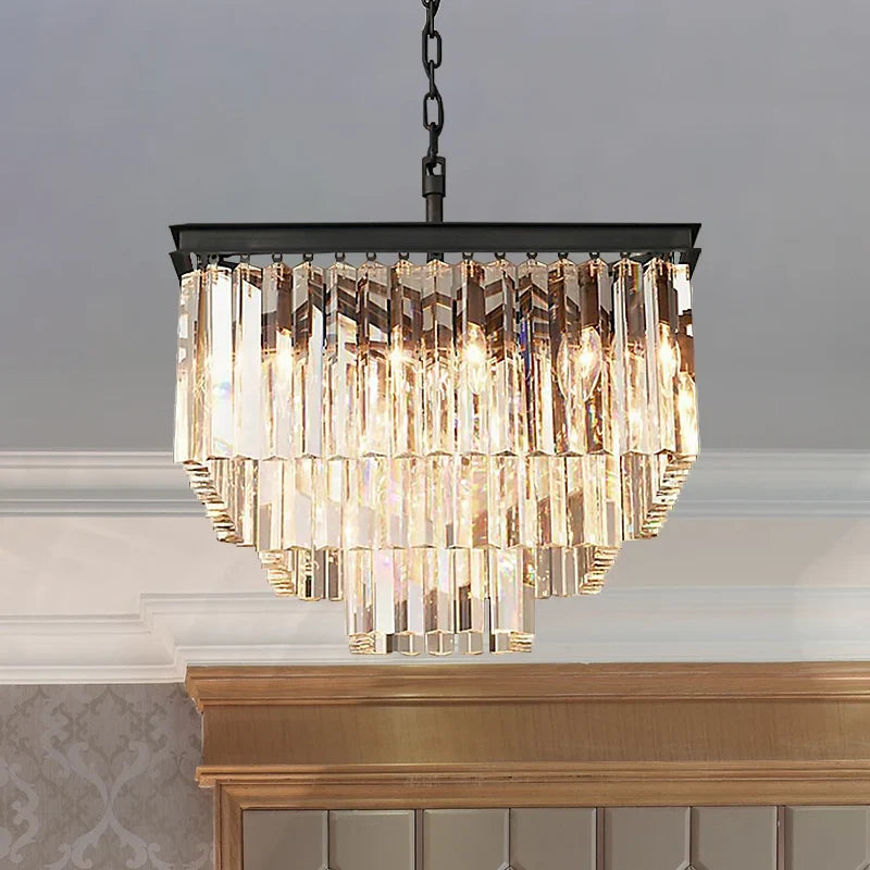 1920s Crystal Square Chandelier