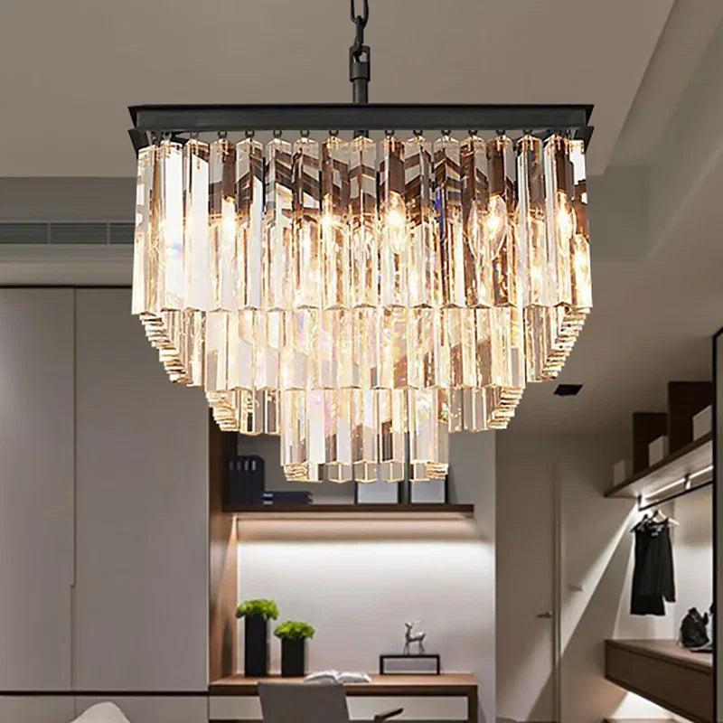 1920s Crystal Square Chandelier