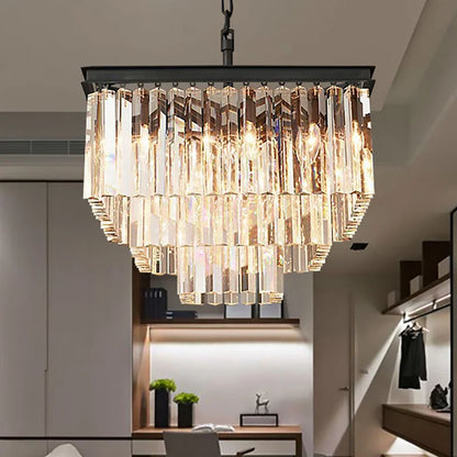 1920s Crystal Square Chandelier