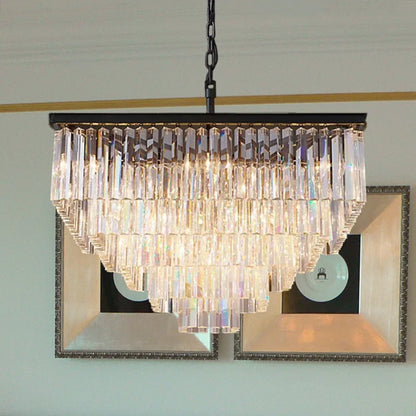 1920s Crystal Square Chandelier
