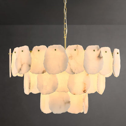 Talan Alabaster Round 3-Tier Chandelier 32″