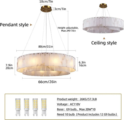 Celine Alabaster Round Chandelier 31" Fast Shipping