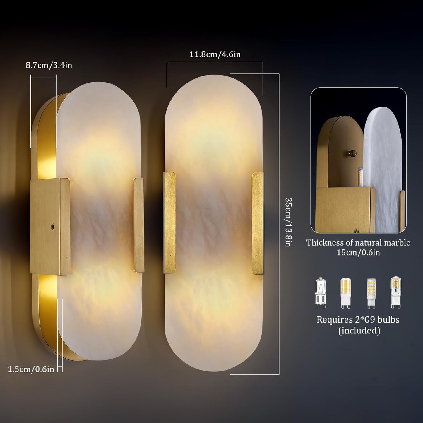 Trinidad Alabaster Wall Sconces 14" 20"