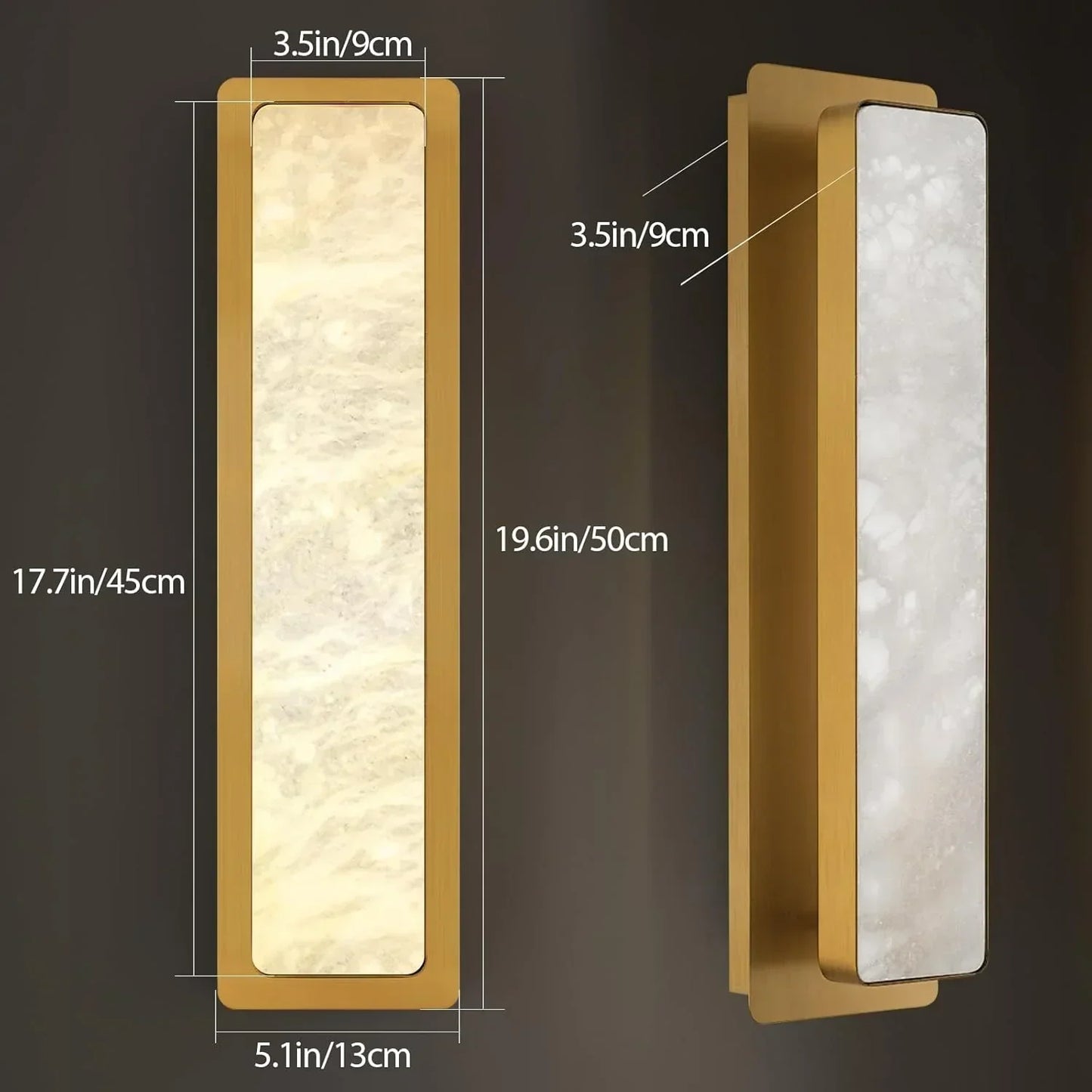 Melange Alabaster Rectangle Wall Sconces 20"