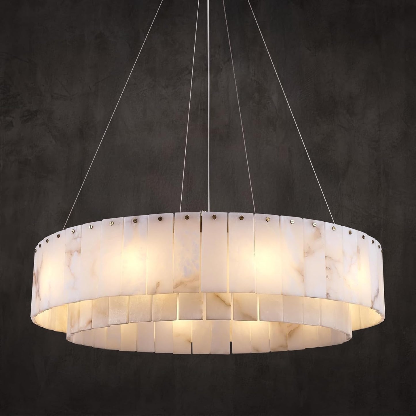 Celine Alabaster Round Chandelier 31" Fast Shipping