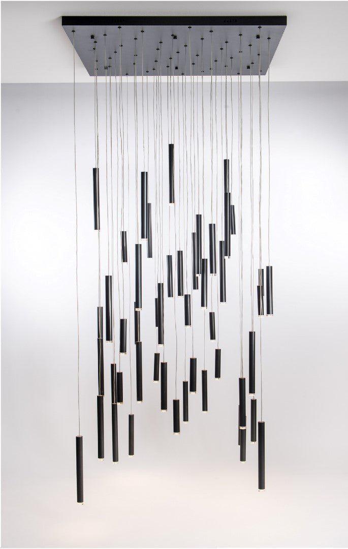 Bellini Square Tri-Tone Tubular Pendant Light Chandelier - morylighting