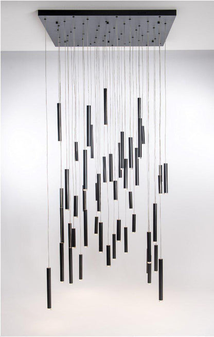 Bellini Square Tri-Tone Tubular Pendant Light Chandelier - morylighting